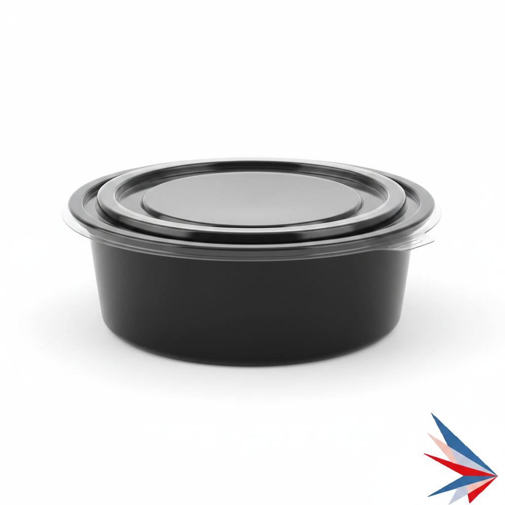24 oz Black Tamper-Evident Round Container
