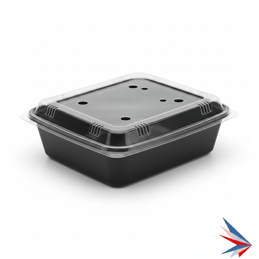 8x8 Dual-Color Vented PP Clamshell - 1 Compartment