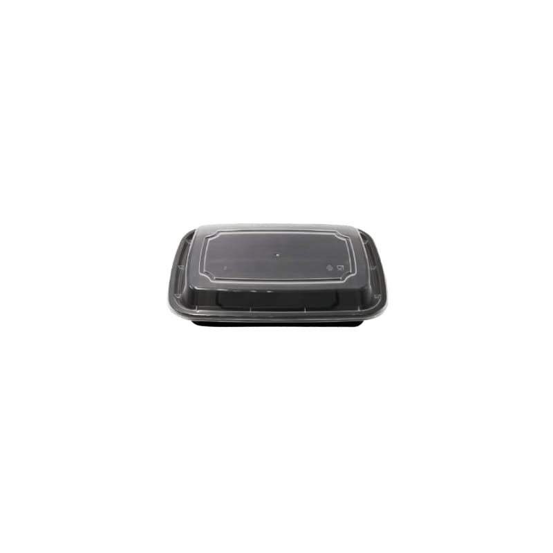 16 oz Black Rectangular Container with Lid - HR-16