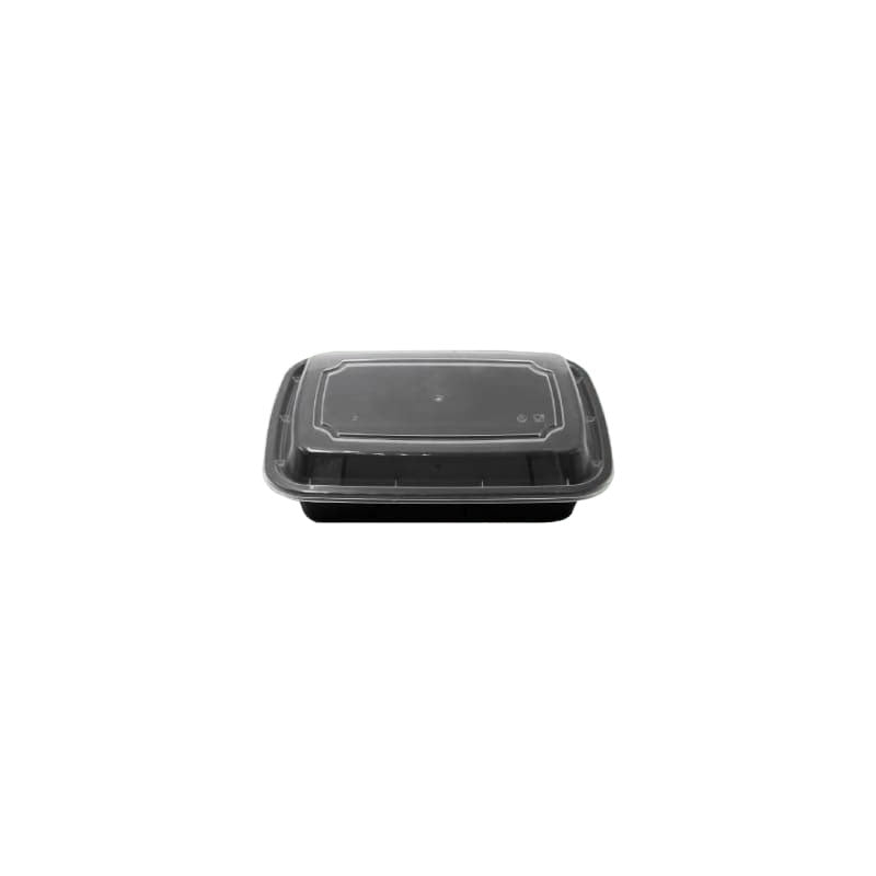 24 oz Black Rectangular Container with Lid - HR-24