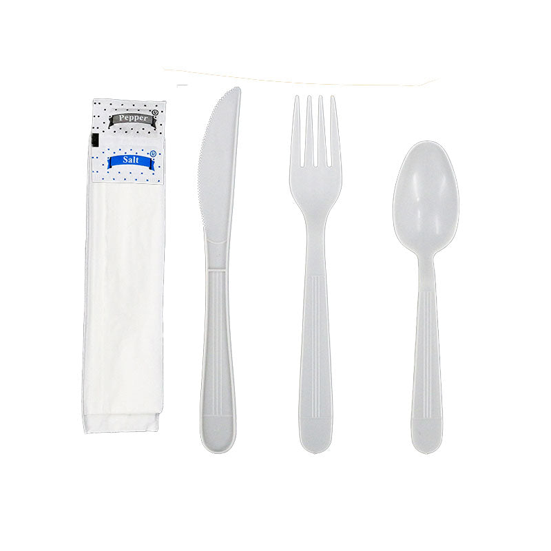 White PP Heavyweight Cutlery Kit 6-in-1 - HWPP-6in1-WH