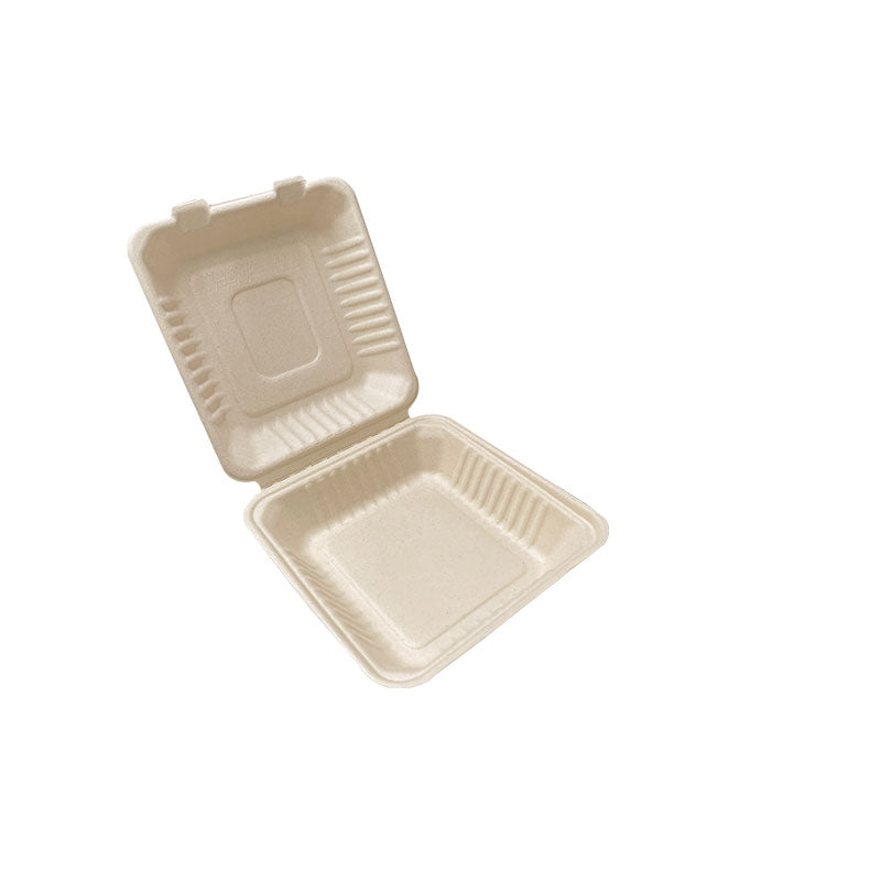 8x8 Bagasse Clamshell 1 Compartment - NHFS08035