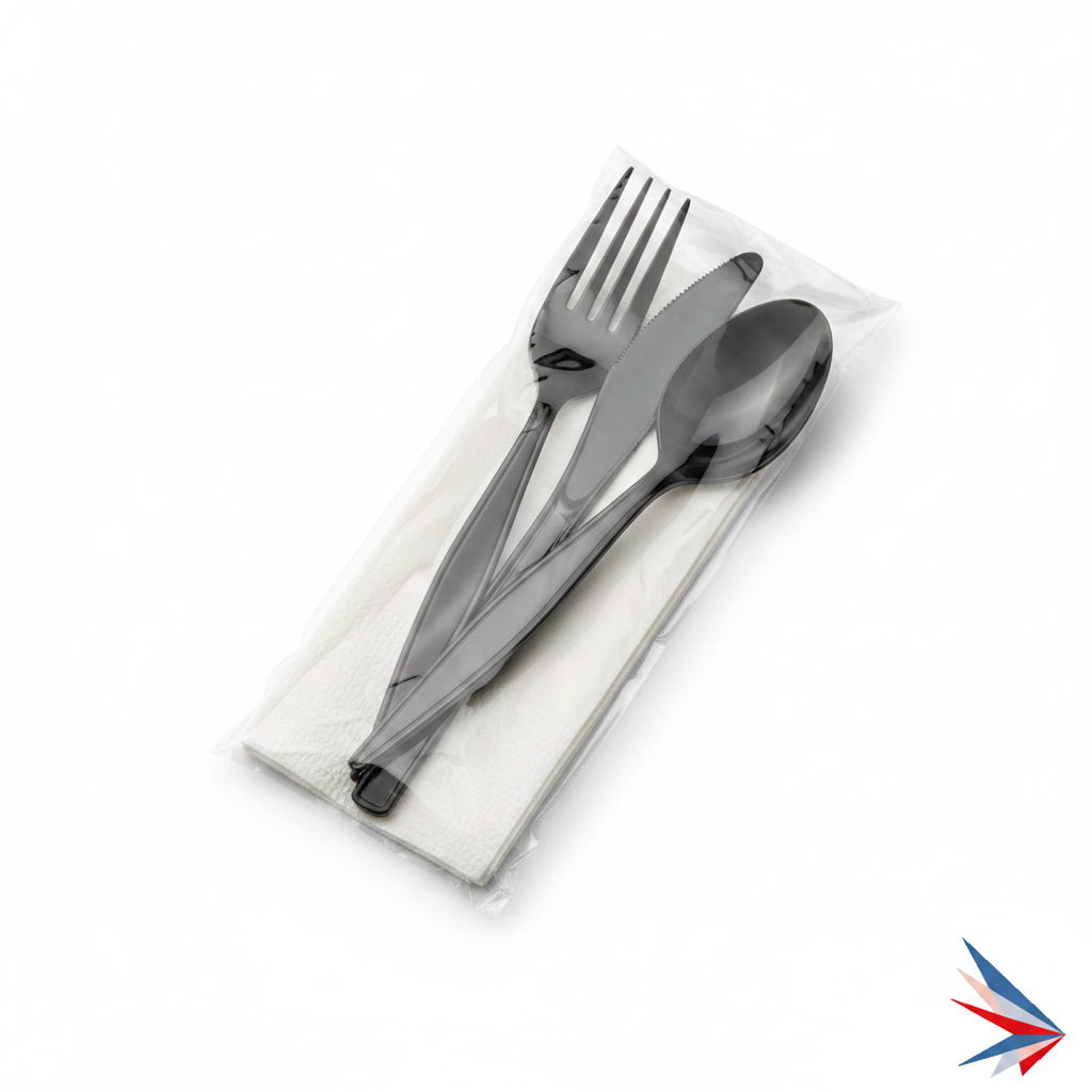 Black PP Heavyweight Cutlery Kit - 4-in-1