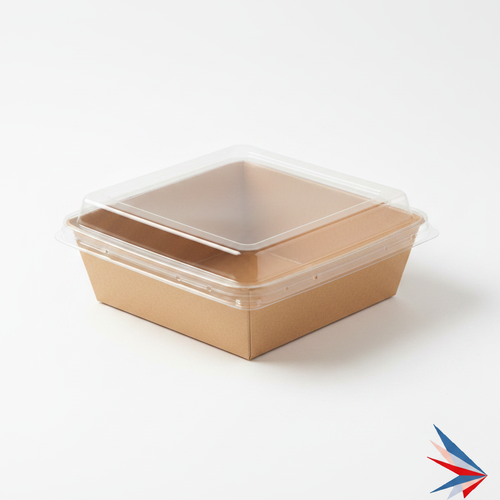 Kraft Paper Tray with PE Coating and Lid