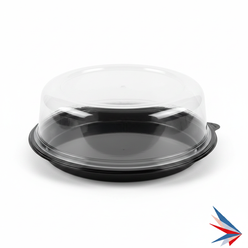 12" Black Party Tray with Dome Lid Combo