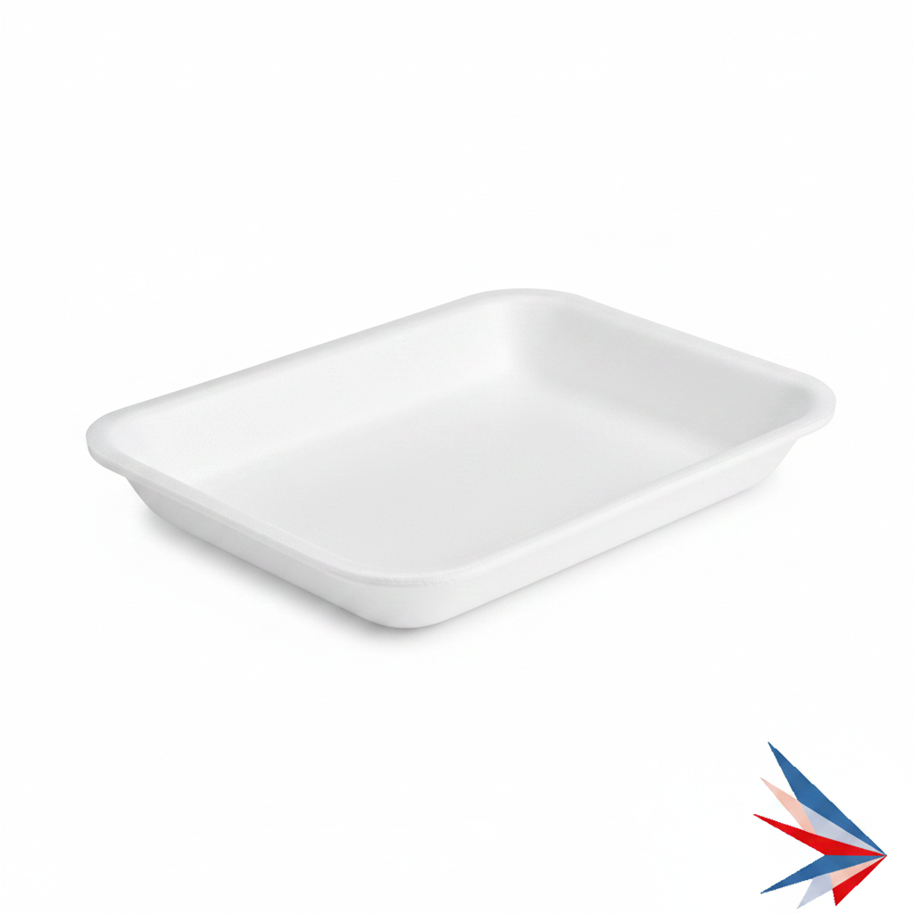 3 lb White Foam Food Tray