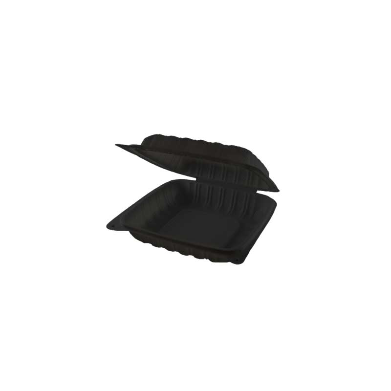 8x8 Black PP Clamshell 1 Compartment - 8-1H (BLK)