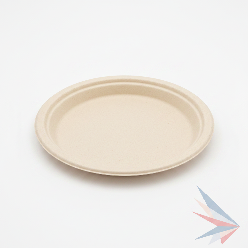 9" Round Bagasse Plate - 1 Compartment