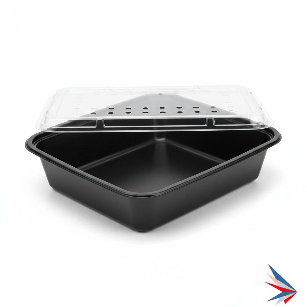 9x9 Dual-Color Vented PP Clamshell - 1 Compartment