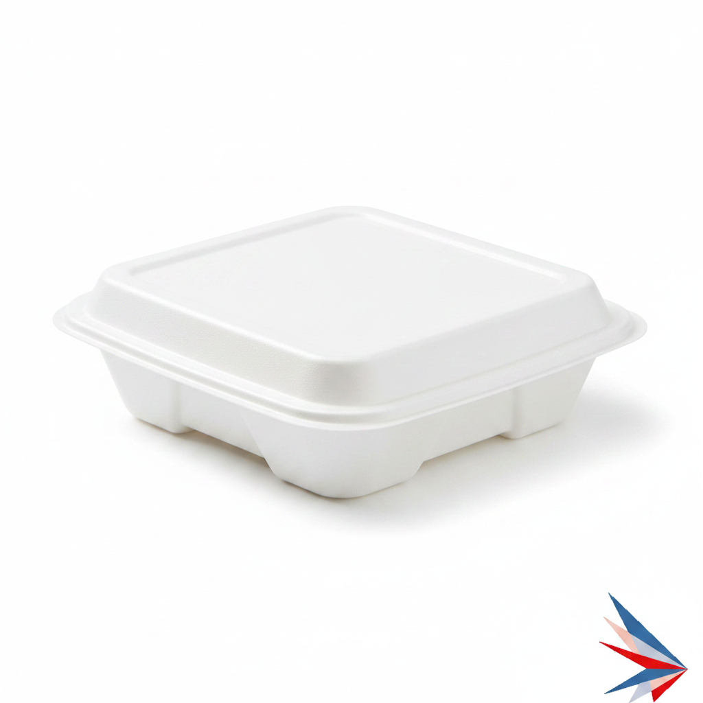 9x9 White PP Clamshell - 1 Compartment