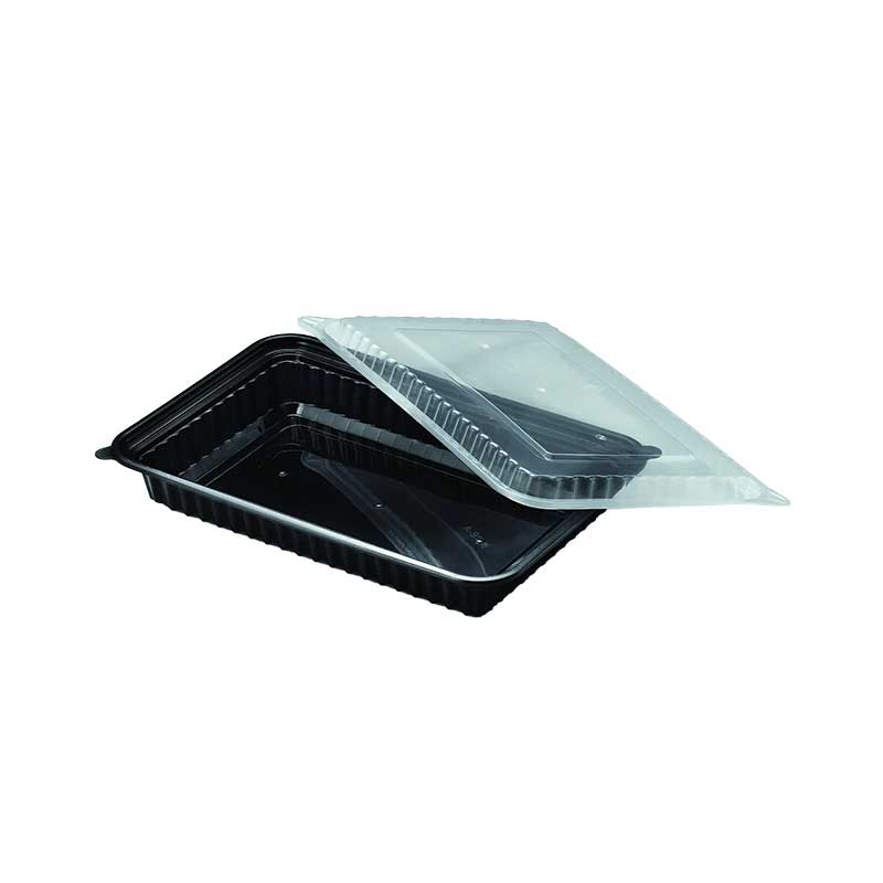 56 oz Black Rectangular Container with Lid - A-9998