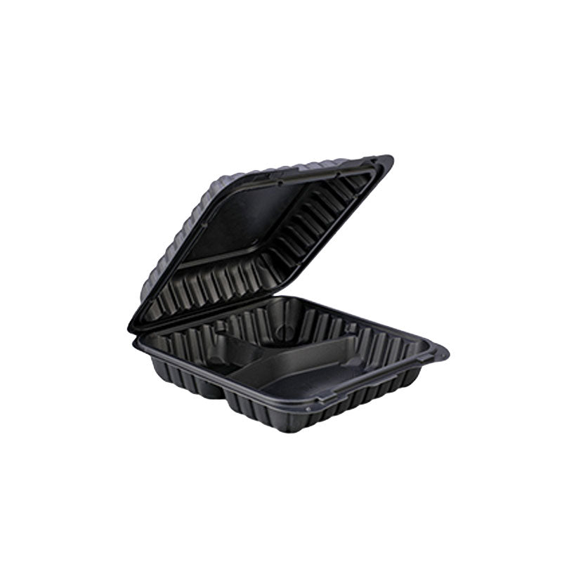 8x8 Black PP Clamshell - 1 Compartment