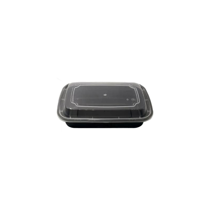 28 oz Black Rectangular Container with Lid - HR-28