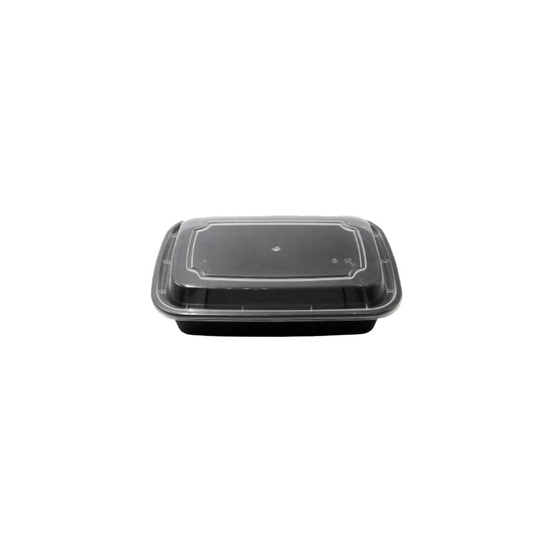 32 oz Black Rectangular Container with Lid - HR-32