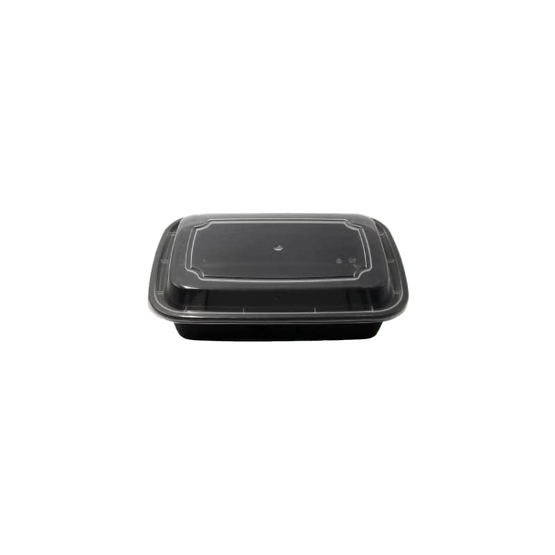 38 oz Black Rectangular Container with Lid - HR-38