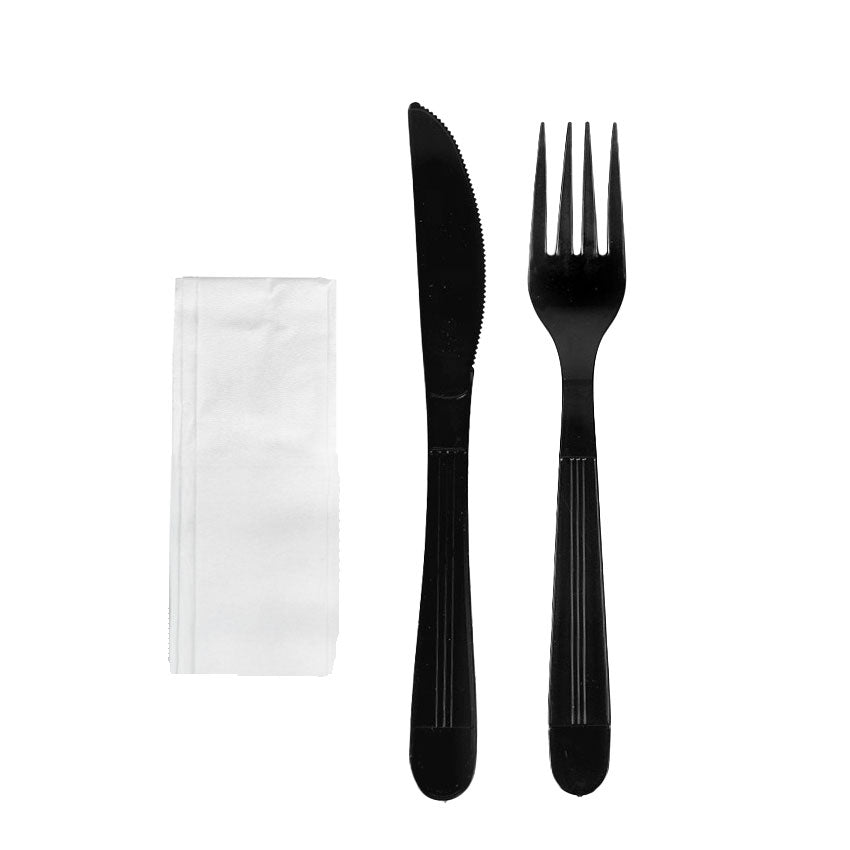 Black PP Heavyweight Cutlery Kit 3-in-1 - HWPP-3in1-BK