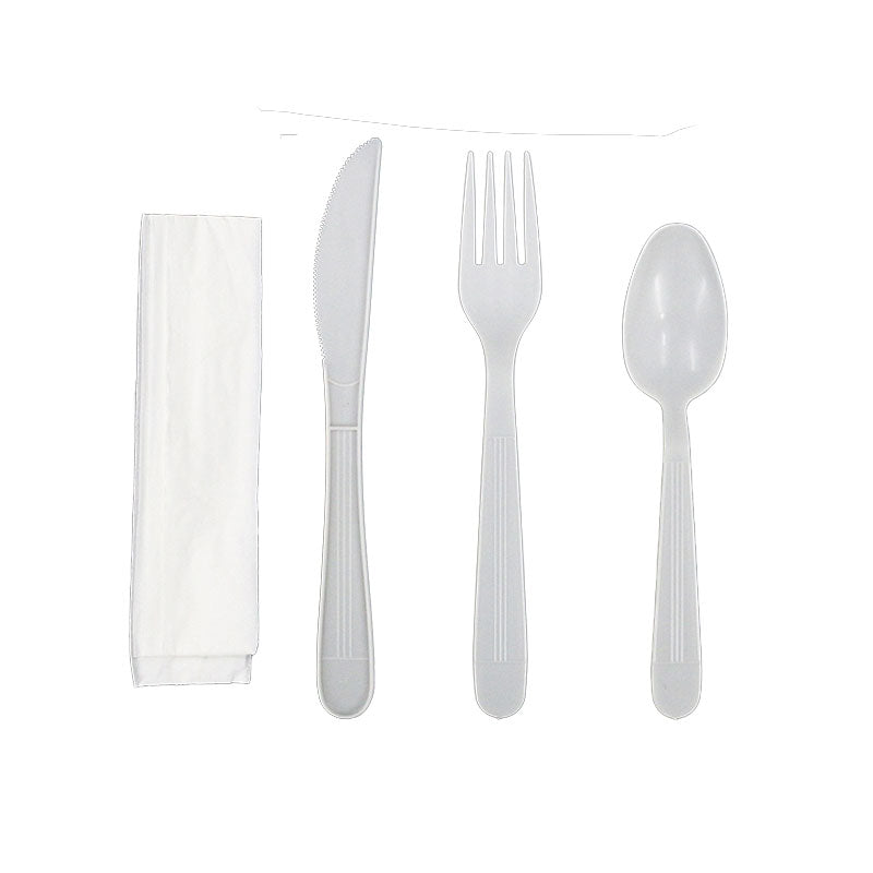 White PP Heavyweight Cutlery Kit 4-in-1 - HWPP-4in1-WH