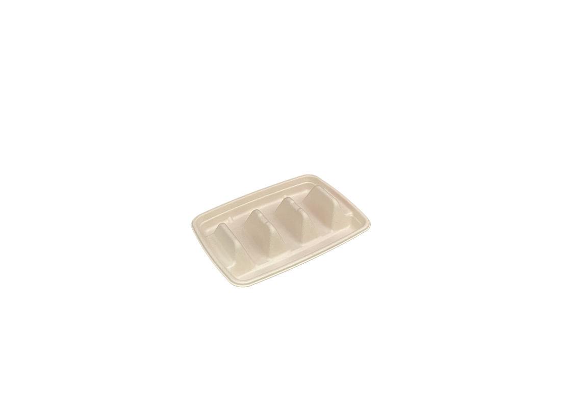 3-Compartment Bagasse Taco Tray Base - MH-127