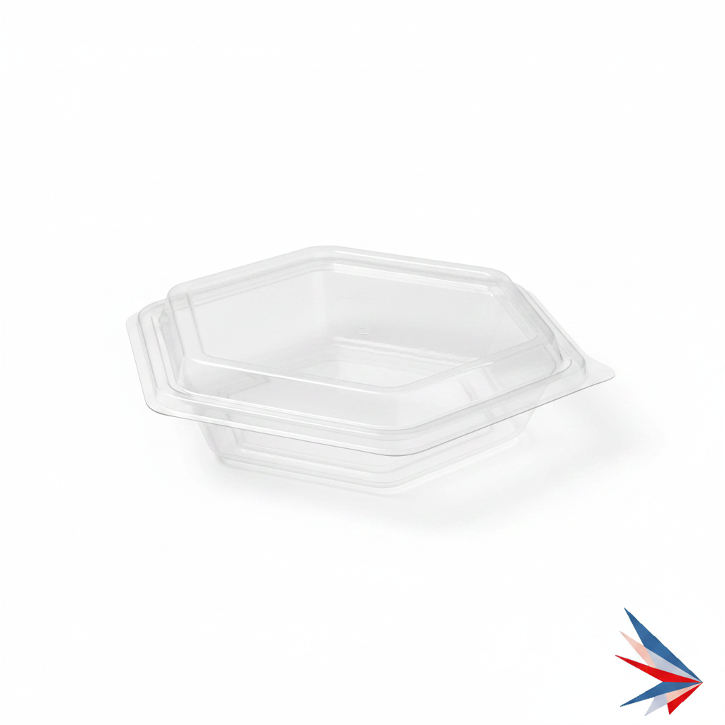 Anti-Fog PET Lid for Hexagon Pulp Bowls