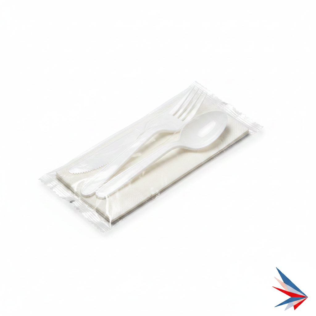 White PP Heavyweight Cutlery Kit - 4-in-1