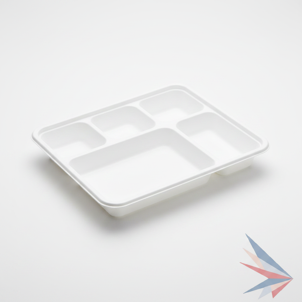 White PP Mineral Tray - 5 Compartment