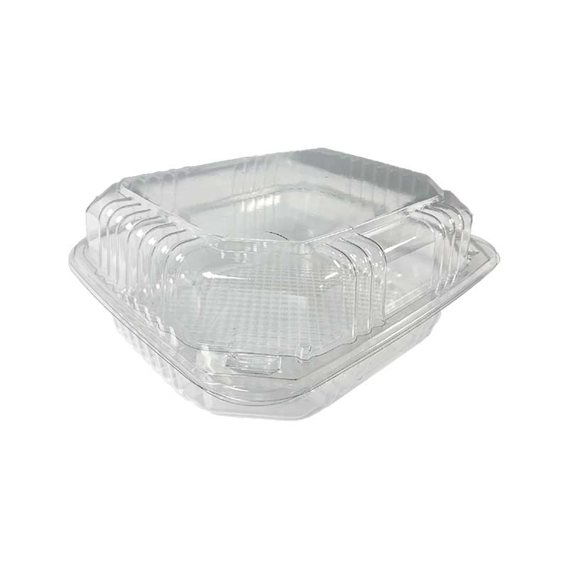 Clear hinged lid plastic container