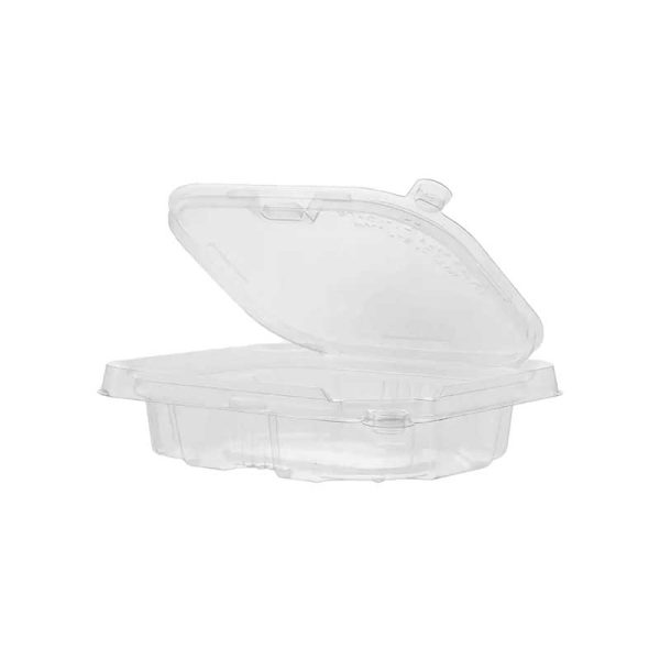 Tamper evident hinged rectangular container 8oz