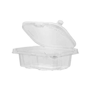 Tamper evident hinged rectangular container 12oz