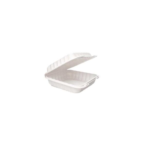 White mineral clamshell 8 inch