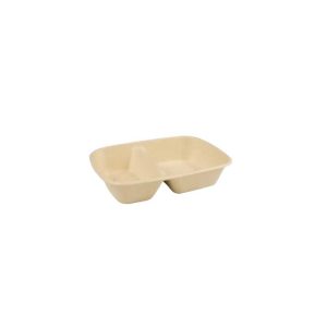 Rectangular box natural pulp base 30oz 2 compartments