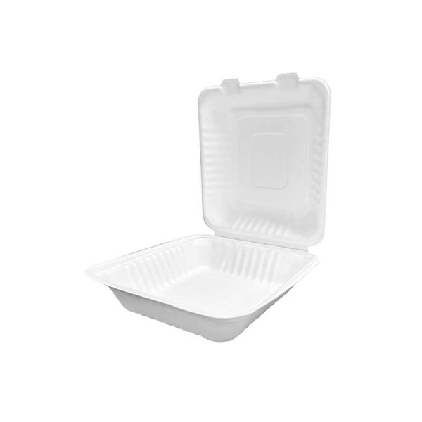 Hamburger box bagasse 8.5 inch