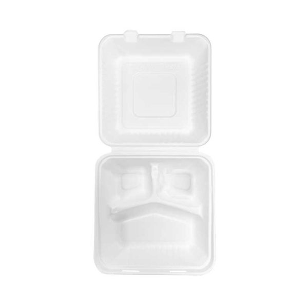 Hamburger box bagasse 8.5 inch 3 compartments