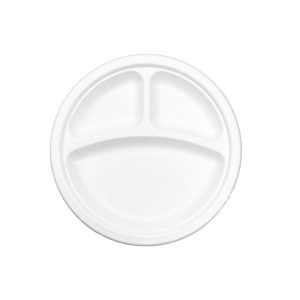 Bagasse Round plate 9 inch 3 compartments