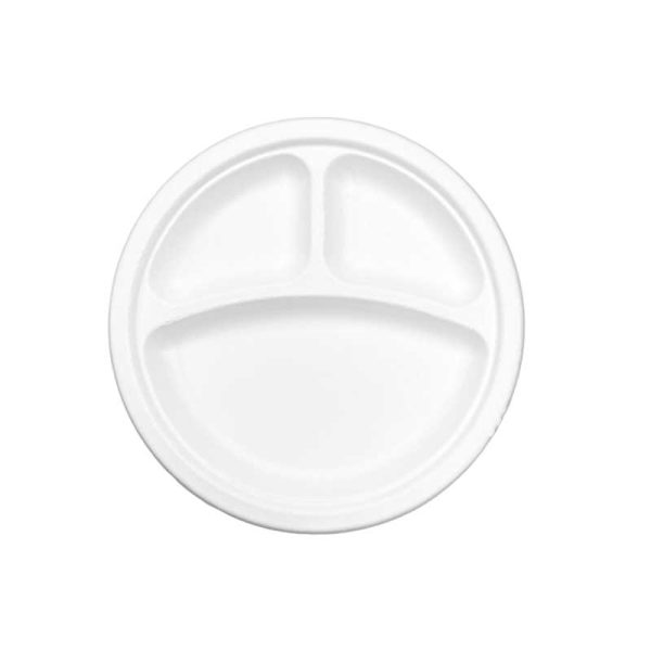 Bagasse Round plate 9 inch 3 compartments