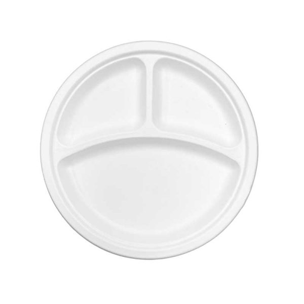 Bagasse Round plate 10 inch 3 compartments