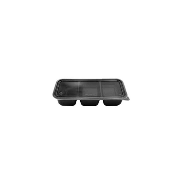 Rectangular black base translucent lid 3 compartments