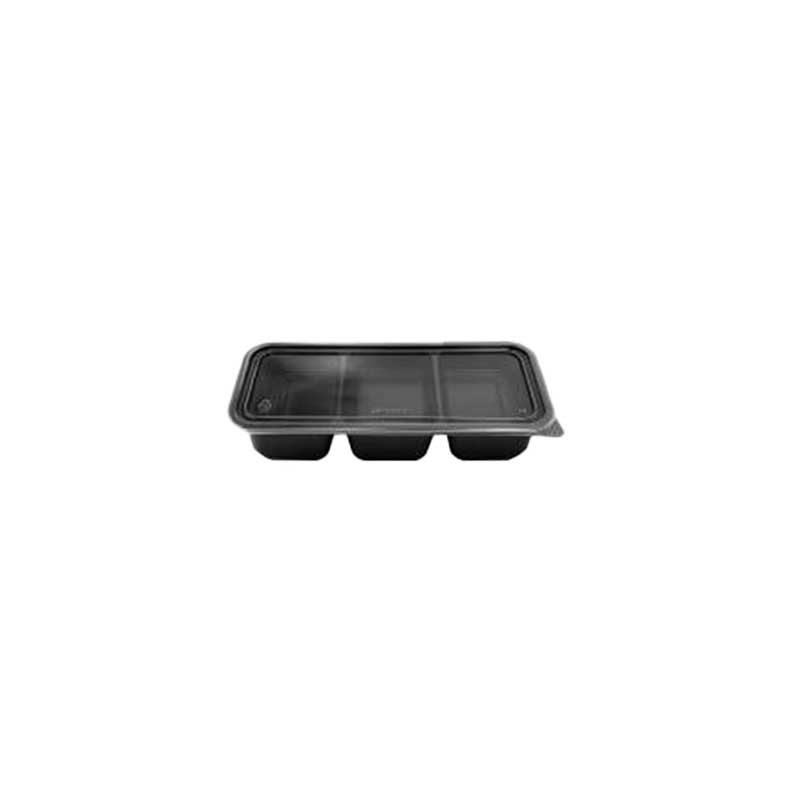 Rectangular black base translucent lid 3 compartments