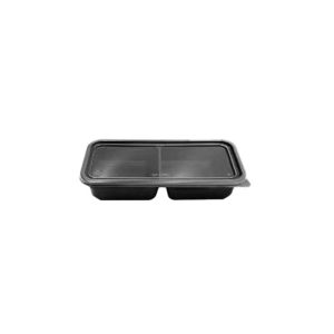 Rectangular black base translucent lid 2 compartments