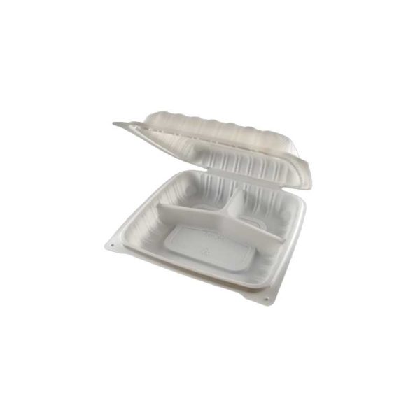 Microwavable Clamshell white 9 inch 3 compartments