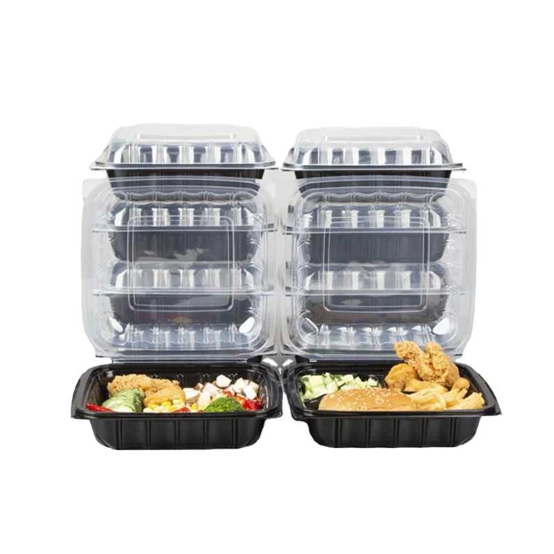 Dual color hinged containers 9 inch