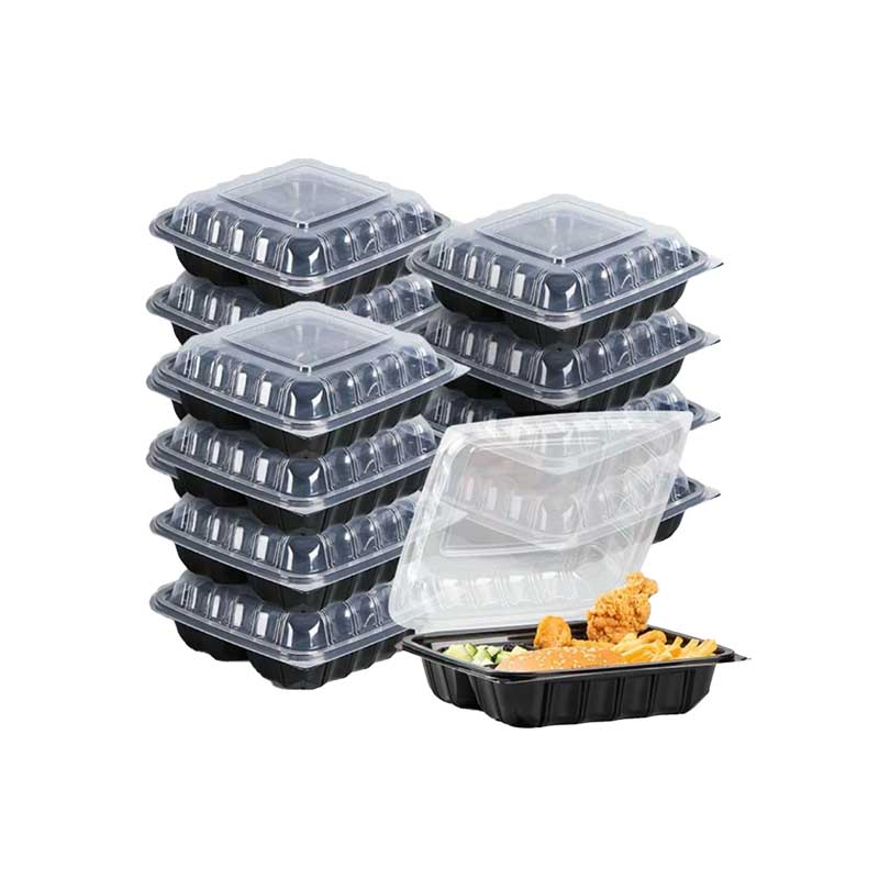 Dual color hinged containers 8 inch