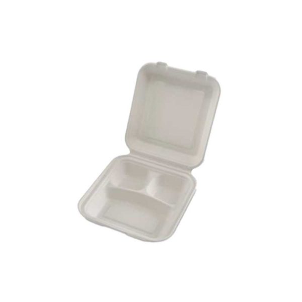 Clamshell natural pulp box 9 inch 3 compartments