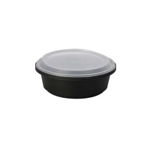 Round container black base clear lid tamper evident 32 oz