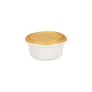 PP Round white and gold tamper evident 12 oz