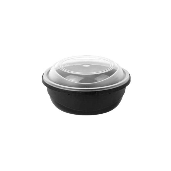 PP Round black and clear tamper evident 16 oz