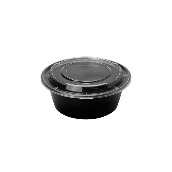 PP Round black and clear tamper evident 16 oz