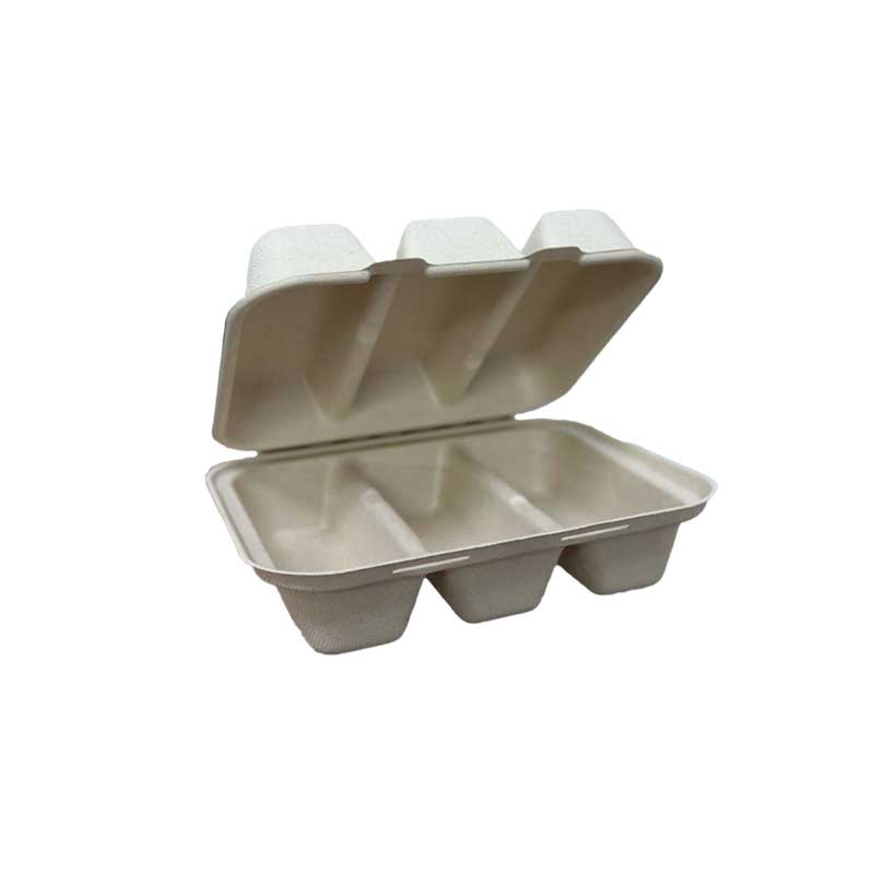 Taco Box Clamshell 3 compartments open